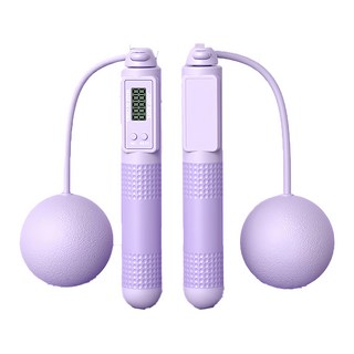 ANTIAN 智能負重 減肥健身兩用跳繩 磁控感應計數 無繩有繩兩種模式 夜視高清大屏, 18x3x3cm, 紫色, 1組
