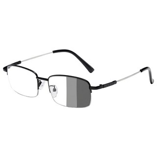 Quinta UV400漸進多焦點防藍光老花眼鏡 黑銀框150度 智能變色 抗紫外線 記憶鈦, QTPM3039B, 1個