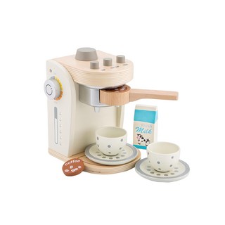 New Classic Toys 木製家家酒咖啡機 無毒塗料 提升手腦協調認知能力 親子互動, 優雅白, 14 x 15 x 19cm, 1盒