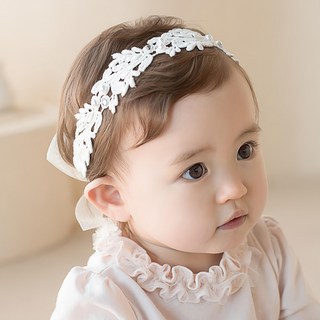HAPPY PRINCE 嬰兒蕾絲頭帶, F, 象牙白