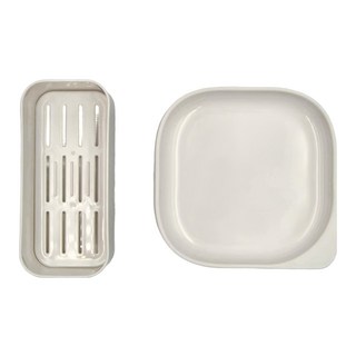 懶角落 吐骨碟套裝 白色 PP材質, 1個盒子 + 1個底座, 1組