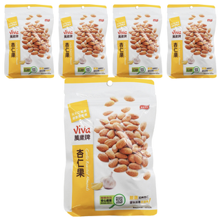 ViVa 萬歲牌 鹽味蒜香杏仁果, 嚴選加州杏仁, 無添加防腐劑, 100g, 5包