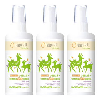 小鹿山丘 雙效防蚊液 日本天然植物精華 有效驅趕一般蚊和小黑蚊 英國有機認證植物精油 成分天然 孩童適用, 120g, 3瓶