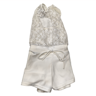 Summer love 夏之戀 大女外搭連身褲 蕾絲拼接 白色, M, 970