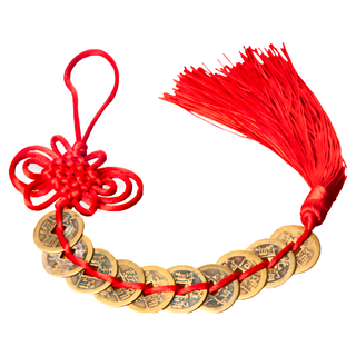 十帝錢掛飾，直徑約2.4cm，全長約36cm, 好運紅, 1組