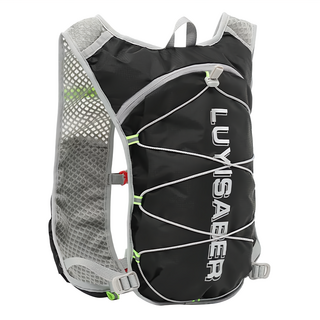 LUYISABER 輕量防潑水運動跑步反光登山包 尼龍材質 容量約20L, 黑色