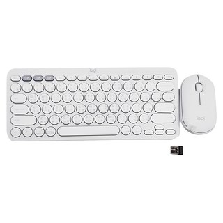logitech 羅技 Pebble 2 Combo 無線藍牙鍵盤滑鼠組 原廠保固, YR0091 + MR0103, 珍珠白, Compact