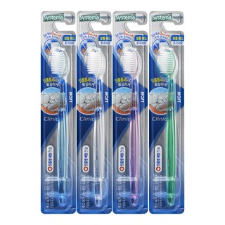 LION 獅王 Systema 細潔護齦軟毛牙刷 標準型 0.02mm極細刷毛, 4支, 1組