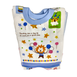 達興 印花絨面圍兜 套裝, 三色混款 粉色 + 黃色 + 藍色, 12條, 1組