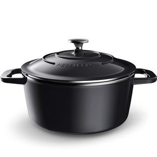 Hesslebach 電磁爐適用不鏽鋼合金鑄鐵鍋 3.5L, 1個, 24cm, 瑪瑙黑 + 內部奶油色