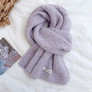 MEIYS STUDIO 羊毛圍巾圍脖, 純色喀什米爾羊絨加厚保暖兩用披肩圍巾, 160 x 25cm, 香芋紫, 1個