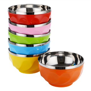 不鏽鋼隔熱碗 PP材質, 隔熱碗, 顏色隨機, 1組