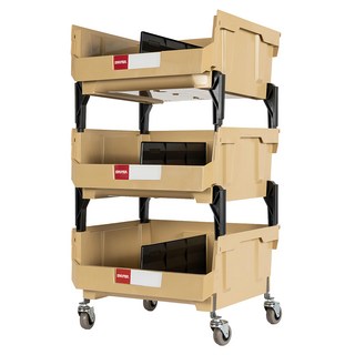 SHUTER 樹德 耐衝擊分類整理車 HB-2503h 高腳柱, 沙色/軍綠, 3入一組