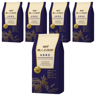 ucc 職人的珈琲 金質曼巴咖啡豆, 咖啡豆(無研磨), 400g, 5包