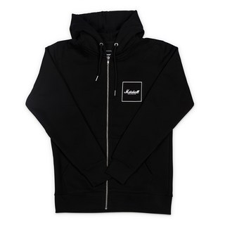 Marshall Square Logo Hoodie 拉鍊連帽外套, L, 黑色