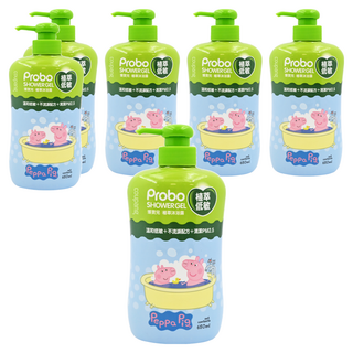 Probo 博寶兒 植萃沐浴露 佩佩豬, 溫和低敏 清潔PM2.5 不流淚配方, 650ml, 6瓶