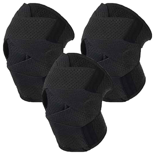 第四代半月板護膝/健身運動護膝/髕骨護膝 輕薄可調節, 黑色, 3個