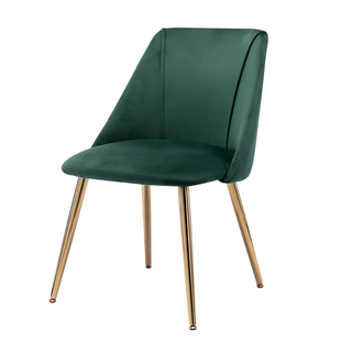 E-home Amy艾米絨布直紋休閒餐椅, 時尚立體直紋椅背, 質感金屬鍍金椅腳, 泡棉坐墊柔軟舒適, 綠色, 1個