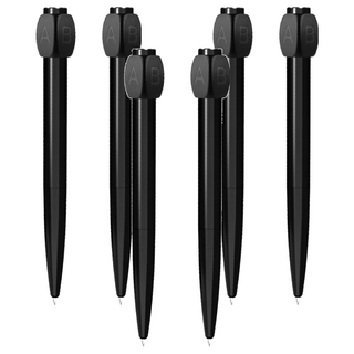 轉轉答案筆, ABS+金屬材質, 0.5mm黑芯, 白色/黑色, 6支