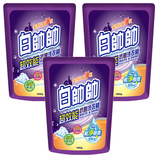 白帥帥 抗菌洗衣精 超效能 補充包, 有效去除頑固污漬 適用多種材質, 1650g, 3包