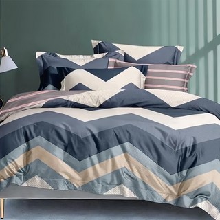 貝淇小舖 柔絲棉雙人床包枕套三件組 床包 + 枕頭套