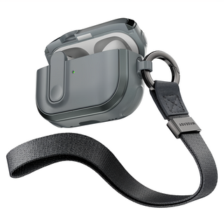 MAGEASY Odyssey AirPods 抗衝擊保護殼 磁扣手繩耳機殼, 單一商品, 1個, 金屬灰藍