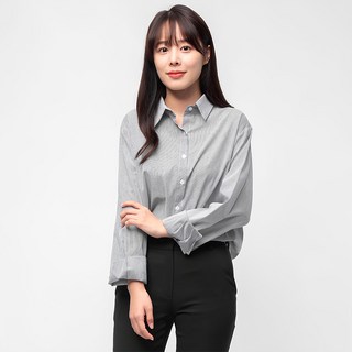 CARET 女款條紋襯衫, 均碼, 黑色條紋