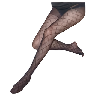 鑽石菱格紋絲襪, M~L, 膚色