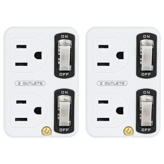 Kinyo 節電2開2插分接器 3孔 MR-5365, 白色, 2個, 55mm