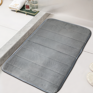 珊瑚絨記憶地墊 80 x 50cm 淺灰色 吸水防滑 柔軟舒適, 1個