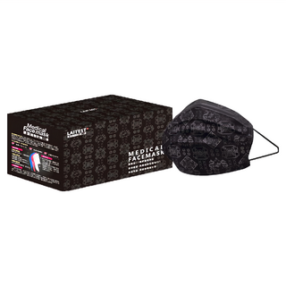 LAITEST 萊潔 成人醫療防護口罩 17.5 x 9.5cm, 1盒, 黑絲綢, 50個裝