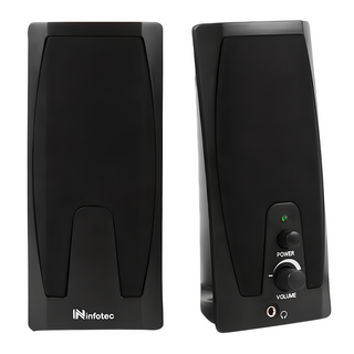 infotec 英富達 2.0聲道桌上型多媒體喇叭 精緻大方簡潔設計 貼心3.5mm耳機輸出孔設計 防磁喇叭避免干擾螢幕畫面, INF-SP-101, 黑色