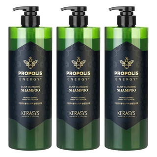 KERASYS 蜂膠活力光澤洗髮精 綠蜂膠 - 調理油水平衡 溫和洗淨頭皮 深層清潔 強健頭皮 修護蜜亮光澤 深層滋潤 柔順亮麗, 1L, 3瓶