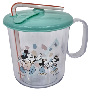 Skater 塑膠抗菌吸管杯 546495 10 x 8cm, 米奇 透明 + 綠色, 250ml, 1個