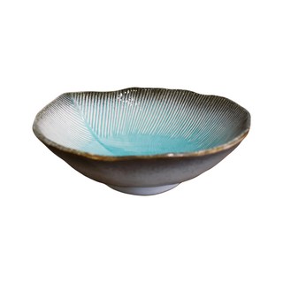 佐和陶瓷 青釉葉形大盛皿 日本製 寬24.5cm / 高7cm 容量800mL 陶瓷材質, 1個