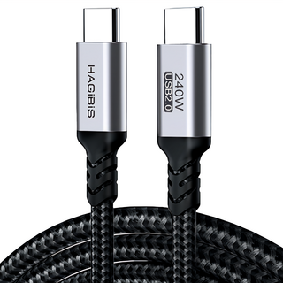 HAGiBiS 海備思 Type-C-Type-C 240W快充線 UC2, 1m, 銀黑色, 1條