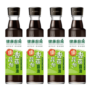 健康廚房 香菇昆布醬油, 美國非基改黃豆片, 古法釀造150天自然發酵, 300ml, 4瓶