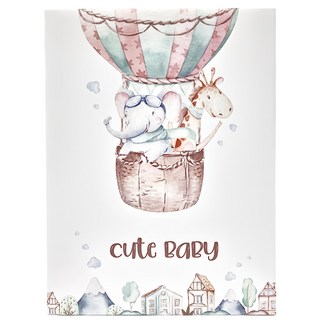 24mama 掛畫 單聯式 手繪風 星星 雲朵 長頸鹿 大象 房子 兒童房 飛行好朋友, 30 x 40cm, 無框