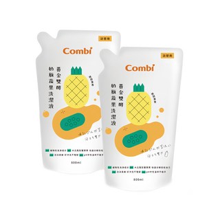 Combi 康貝 黃金雙酵奶瓶蔬果洗潔液 補充包 800ml, 2包, 1組