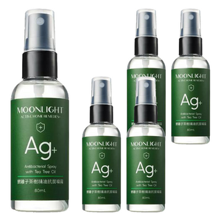 MOONLIGHT 莯光 Ag+銀離子茶樹精油抗菌噴霧 5瓶 80ml, 隨身抗菌防護