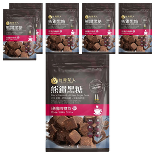 台灣茶人 熊鑽黑糖磚 玫瑰四物飲, 獨立包裝 方便攜帶 溫暖補氣 驅寒暖胃, 136g, 6袋, 1入