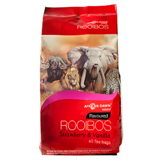 AFRICAN DAWN 非洲晨曦 南非國寶茶 草莓&香草,40包, 無咖啡因, 草本茶飲, 2.5g, 1袋