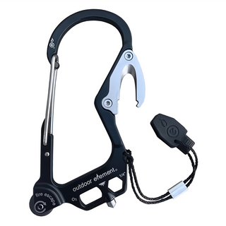 outdoor element Fire Escape 快速點火技術7用扣環型EDC工具 尺寸14.6 x 7.6 x 0.76 cm 重量50g, 黑色, 1個