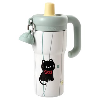 HIKARI 日光生活 冰霸吸管杯, 傻傻貓, 550ml, 1個