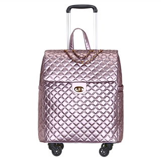 Well Life 悅生活 Gotrip微旅行 菱格紋皮製拉桿行李袋 22吋 金屬紫灰