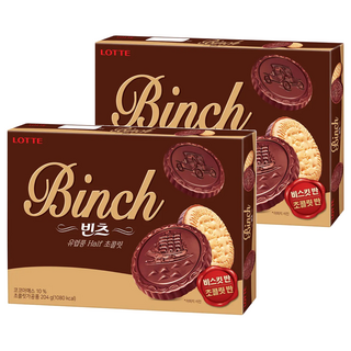 LOTTE 樂天 Binch 巧克力餅乾，濃郁香滑，口感紮實, 204g, 2盒