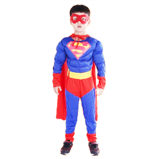 萬聖節男童變裝服，送面具, 超人變裝服 送眼罩, 1件