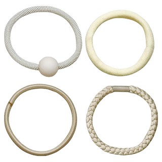 SCHÖN基本款皮筋組-圓球米白, 簡約時尚髮圈，多色組合, 1入, 米白