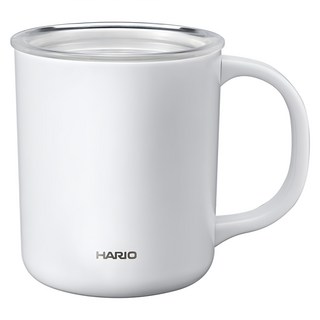 HARIO 白色真空雙層馬克杯 350ml, 白色, 1個