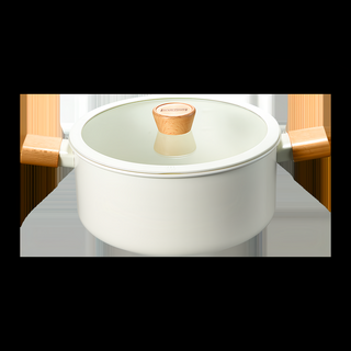 ANDY MAY2 日式櫸木柄陶瓷不沾湯鍋, 20cm, 米白色, 1個